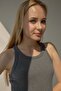 Women's Anthracite Corded T-shirt Halter Neck Knitted Undershirt - 2