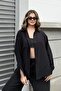 Black Linen Blended Oversize Shirt - 2