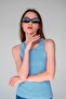 Women's Blue Striped Ribbed Halter Neck Sleeveless Undershirt - 3
