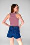 Women's Red Striped Ribbed Halter Neck Sleeveless Undershirt - 7