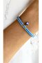 Bensei̇ Steel Case Dark Blue Evil Eye Bead and Gold Beaded on Brass, Micro Knot Bracelet - 3
