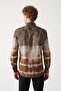 Men's Brown Printed Button Collar 100% Cotton Shirt A22Y2070 - 4