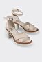 Ecru Leather Women's Heeled Sandals - 2
