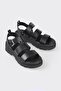 Black Leather Women's Sports Sandals - 2