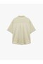 Classic Collar Short Sleeve Crinkle Shirt with Applique Detail - 4