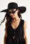 Women's Black Wide Brim Straw Hat 1432 60801002 - 2