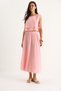 Women's Candy Pink Elastic Waist Skirt with Side Tie Detail Crop Muslin Top and Bottom Set 60283236 - 3