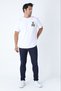 Black and White Dog Printed Men's Crew Neck T-Shirt - 4