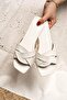 Kaizen White Knitted Detailed Flat Women's Slippers - 3