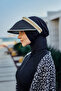 قبعة من القش مزينة باللؤلؤ وواقي من الشمس RŞ-2088 Black01 - 3