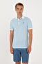 Men's Regular Fit Polo Neck Turquoise Patterned T-Shirt 50299672-Vr093
