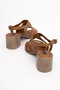 Tan Genuine Leather Women's Daily Sandals - 4