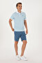 Men's Regular Fit Polo Neck Turquoise Patterned T-Shirt 50299672-Vr093 - 4