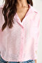 Women's Candy Pink Half Sleeve Single Pocket Detailed Shirt 60282013 - 5