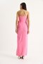 Women's Candy Pink Floral Accessory Slit Detailed Strapless Maxi Dress 2602 60283331 - 7