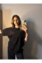 Black Pink Rhinestone Stone Printed Short Sleeve T-Shirt