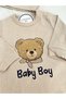 Baby Boy Organic Cotton 2-Piece Jumpsuit Set 4 Pieces Natural Teddy Bear Patterned Baby Boy with Hat - 6