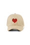 Heart Embroidered Hat – Cream 100% Cotton Gabardine Unisex Model - 2