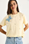 Women's Butterflies Accessory Stone Embroidered Short Sleeve T-Shirt 60602036 - 3