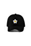 Daisy Embroidered Hat – Black 100% Cotton Gabardine Unisex Model