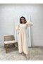 Hijab Cream Muslin Gathered Waist Dress - 5