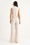 Women's Cream High Waist Trousers and Vest Lined Bottom-Top Set 9257 60281047 - 6