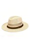 Men's Mesh Breathable Faux Leather Striped Straw Panama Hat-Beige - 2