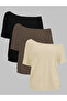 Women's Off Shoulder Boat Neck 3-Piece T-Shirt Set