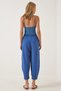 New Season Summer Thin Trousers with Elastic Waist High Waist Women's Blue Casual Pants