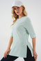 4332 تي شيرت محبوك بفتحات جانبية - نعناع - 3