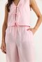 Women's Powder Pink Tie-Up Vest High Waist Loose Pants Modal Bottom-Top Set 9358 60281071 - 5