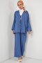 Women's Linen Kimono Trousers Double Set 1003 - Indigo