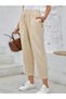 Women's High Waist Side Pocket Button Detailed Wide Cut Imported Crepe Trousers - 6