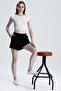 Women's Black Shorts Modal Fabric Soft Textured Stretchy Lycra Lace-Up Double Pocket Shorts