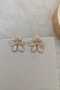 Pearlescent White 5 Petal Flower Gold Women's Earrings - 3