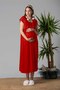 Comfortable Cut Maternity Nightgown with Cotton Breastfeeding Feature Effortt - Cherry