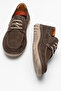 Deri̇club Men's Lace-Up Thick Sole Casual Shoes Real Leather Fr 251280 Brown - 7
