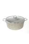 3109 - 2 Pieces - Biogranit, 36X14,5 cm - 13 Liters, Large, Deep Pot Sand Beige Body, Platinum Detail