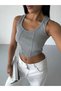 Women's Gray Ribbed Camisole Crop Blouse Hzl25S-Fry123171 - 4