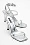 Silver patent thin heeled women's shoes