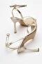 Golden patent leather thin heeled women's shoes - 5