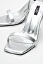 Silver patent thin heeled women's shoes - 4