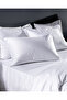 Thalie Double 100% Cotton Striped - 300Tc Satin Bed Sheet Pieces Duvet Cover Set - White - 5