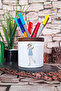 Cute Young Girl Printed Ceramic Pen Holder Desktop Organizer