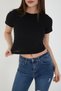 Women's 4 Piece Ribbed 100% Cotton Crew Neck T-Shirt Crop Blouse - 4