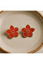 Rosso– Handmade Red Flower Design Polymer Clay Earrings |   Special Design with Gold Detail - 3
