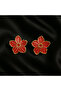 Rosso– Handmade Red Flower Design Polymer Clay Earrings |   Special Design with Gold Detail - 4