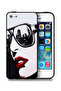 غطاء حماية لجهاز Apple iPhone 5/5s/SE بتصميم وجه فتاة وفن تجريدي