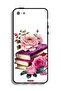 غطاء حماية لجهاز Apple iPhone 5/5s/SE بنقشة الورود والكتب - 2