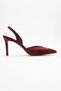 Burgundy Satin Heeled Women's Shoes - 2